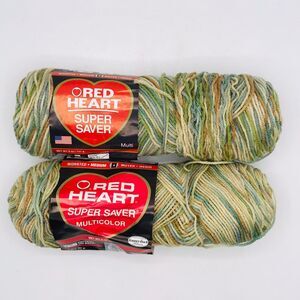 Red Heart Super Saver Acrylic Yarn Aspen Print 0305 Lot of 2 Full 5 oz Skiens